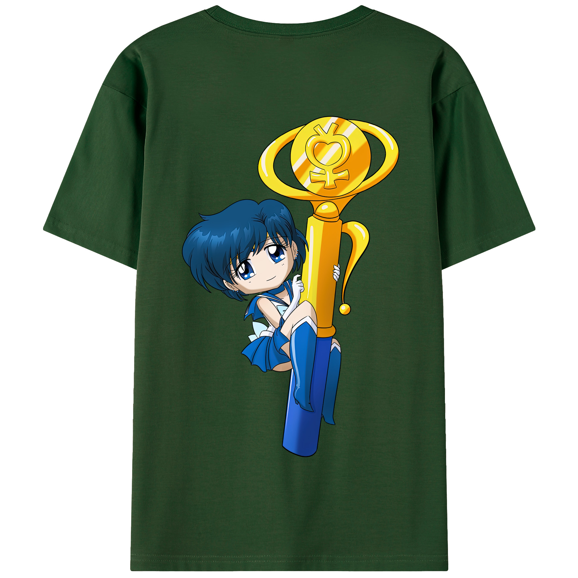 （画像用） 美少女戦士セーラームーン 水野 亜美 みずの あみ Sailor Moon Mizuno Ami 綿100％半袖Tシャツ（背面プリント）